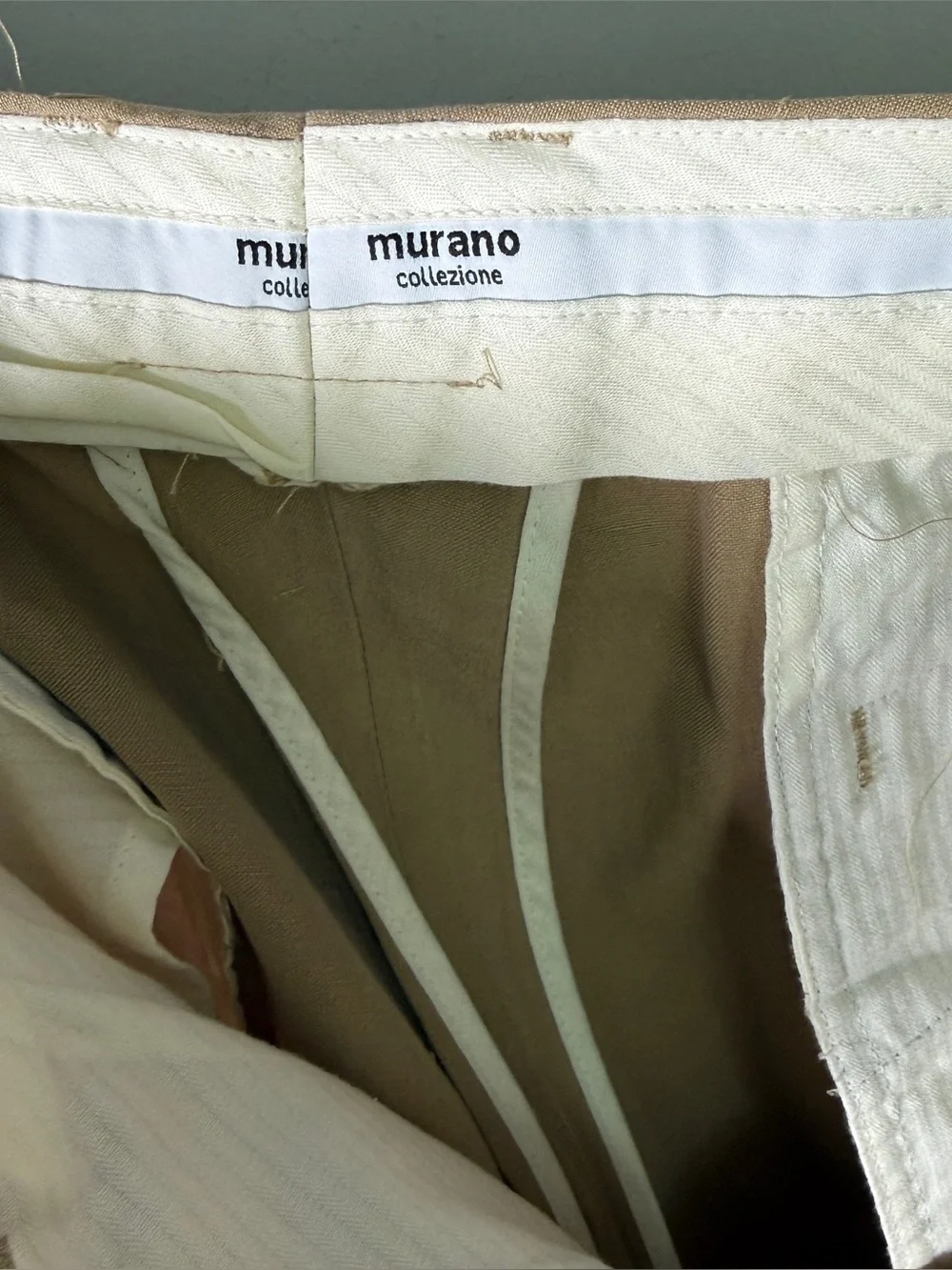 Murano Collezione Silk Linen Flat Front Trousers 38x34 Old Money Quiet Luxury